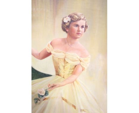 Philip John (British, 20th Century), a portrait of Mrs Richardson, signed and dated 1953 l.r., oil on canvas, 90cm by 70cm, i