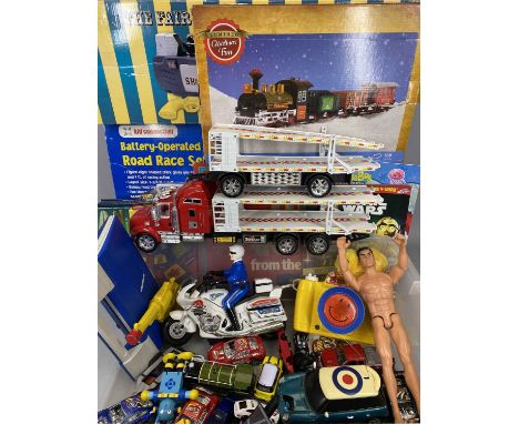 VARIOUS TOYS &amp; GAMES including Fairground Collection Shooting Gallery, battery operated road race set, various scale mode