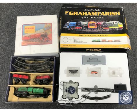 A Hornby Meccano boxed train set, together with a boxed Graham Farish part train set