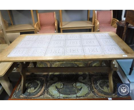 A Danish oak tile topped coffee table