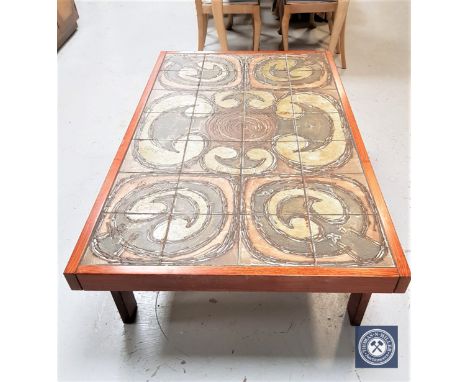 A Danish oak tile topped coffee table