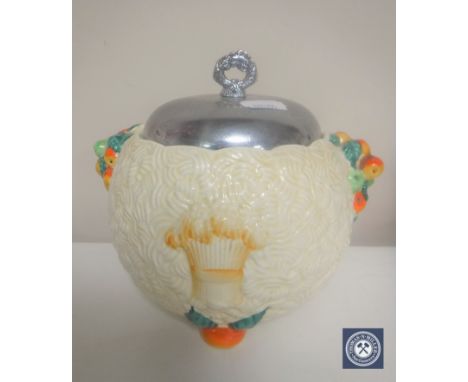 A Clarice Cliff Newport Pottery 'Celtic Harvest' lidded biscuit pot