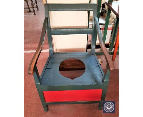 A painted commode chair 