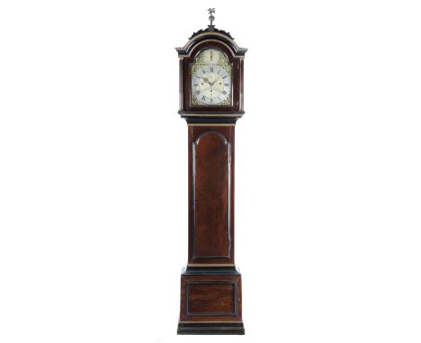 A MAHOGANY MUSICAL LONGCASE CLOCK BY ROBERT ALLAM,  LONDON, 18TH CENTURY AND LATER the brass three train movement with five t