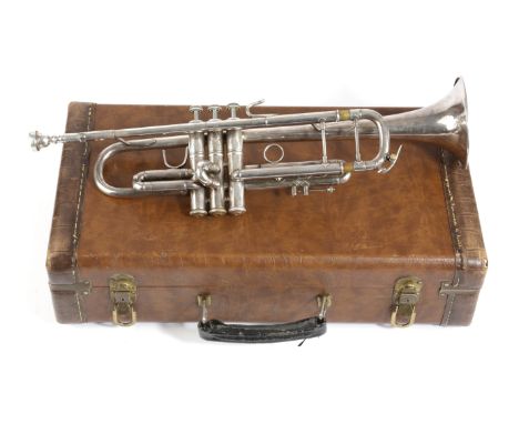 A BACH STRADIVARIUS MODEL 37 TRUMPET BY ELKHART INDUSTRIES, USA, MID 20TH CENTURY silver plated, serial number 'ML256312', wi