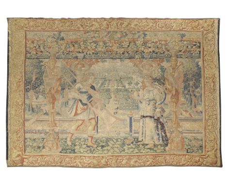 A BRUSSELS MYTHOLOGICAL TAPESTRY SECOND HALF 16TH CENTURY worked in silks and wool, depicting Pomona and probably Vertumnus, 