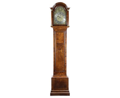 A WALNUT LONGCASE CLOCK BY ASSELIN, LONDON, LATE 17TH / EARLY 18TH CENTURY the brass eight day movement with three turned pil