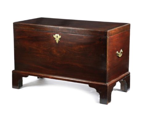 AN EARLY GEORGE III MAHOGANY SILVER OR BLANKET CHEST C.1760 the hinged lid with a caddy moulded edge, with a brass escutcheon