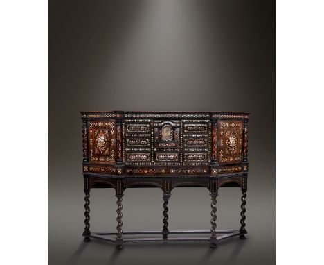 A RARE SOUTH-AMERICAN TORTOISESHELL AND MOTHER OF PEARL CABINET ON STAND, MUEBLE ENCONCHADO SPANISH COLONIAL, MEXICO OR PERU,