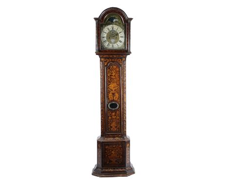 A DUTCH MAHOGANY AND MARQUETRY LONGCASE CLOCK BY BARENT DIKHOFF, HAARLEM, LATE 18TH CENTURY the brass eight day movement with