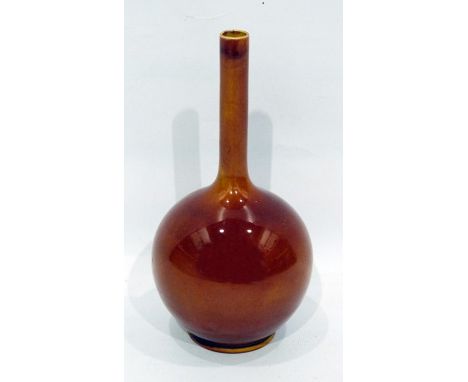 Late 19th century Burmantofts pottery orange glazed bottle vase, impressed 'BF' mark, shape number 105 Condition ReportApprox