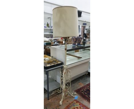 Cream painted wrought iron standard lamp (converted from oil) 