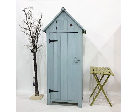 Blue painted small garden shed, a decorative 'light up' tree etc (3)Condition ReportThe dimensions of the shed are as follows