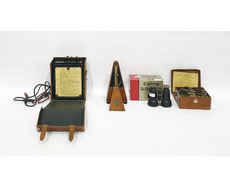 Avometer, model no.40, cased, a Megger circuit testing ohmmeter, cased, a metronome by Maelzel, Paris, a Canon Sureshot 38mm 