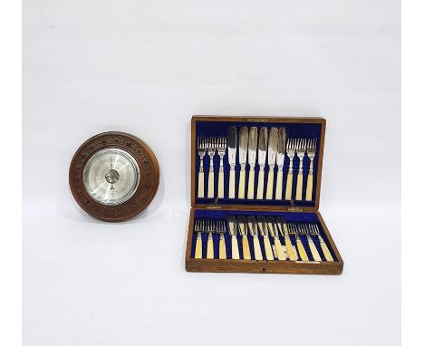 Wilson & Sharp, Edinburgh electroplated canteen of cutlery for 12, mounted with bone handles in a hinged oak case, 33.6cm x 2