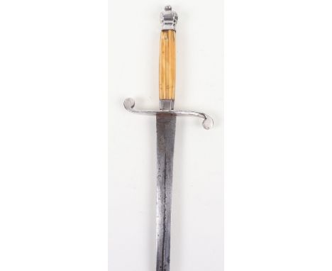 ^ Large Georgian Royal Navy Officers Dirk, elegant example with one piece Ivory grip and silver plated mounts. Double edged s