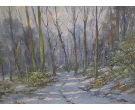 JOHN R. HENDERSON. A Forest in Winter, signed,oil on canvas, 17 1/2 x 24 in