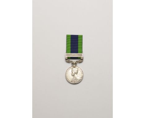 INDIA GENERAL SERVICE 1908-35, 1 clasp "Waziristan 1921-24"(3590241 Pte. F. Toothill. Bord R). Royal Mint striking