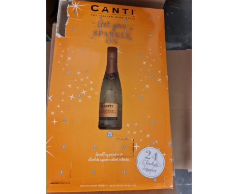 *A quantity of boxed Christmas advent calendar sets each including a bottle of Canti Prosecco and chocolates.