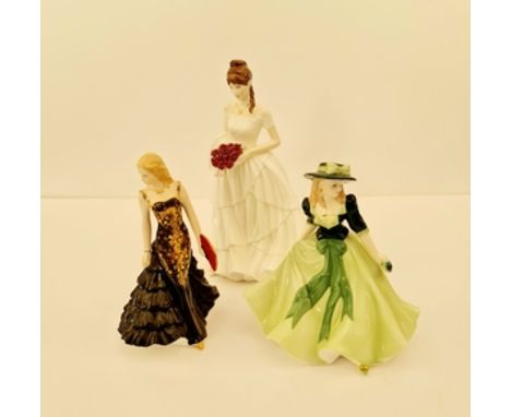 Three Royal Worcester figures Holly, Maura, and Rose of Love.