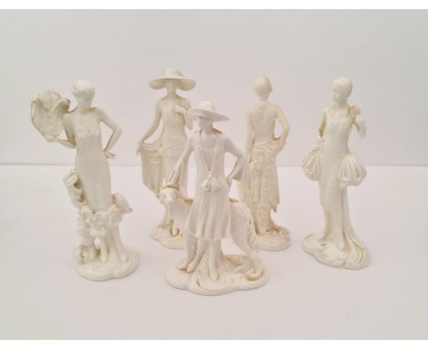 Five Royal Worcester figures The 1920s Vogue collection.