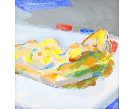 Michael Hutchings (British, 1918-2020), reclining nude. Mixed media. Initialled and dated lower right 1992. 52 x 50cm.Biograp