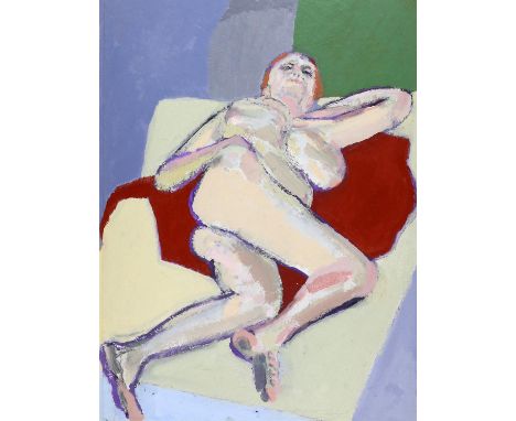 Michael Hutchings (British, 1918 - 2020), 'Sharon', reclining woman. Oil on paper on board. Inscribed verso. 74 x 56cm.Biogra