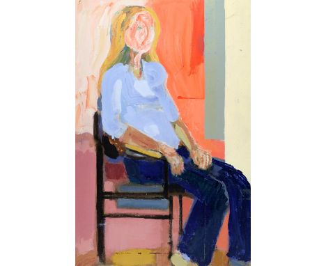 Michael Hutchings (British, 1918-2020), 'Blue Blouse'. Acrylic on board. Unsigned. 92 x 61cm.Biography and ProvenanceFaced wi