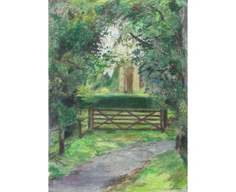 Michael Hutchings (British, 1918 - 2020), 'Beyond the Maze at Hever Castle'. Pastel. Signed and dated lower right 2007. Label