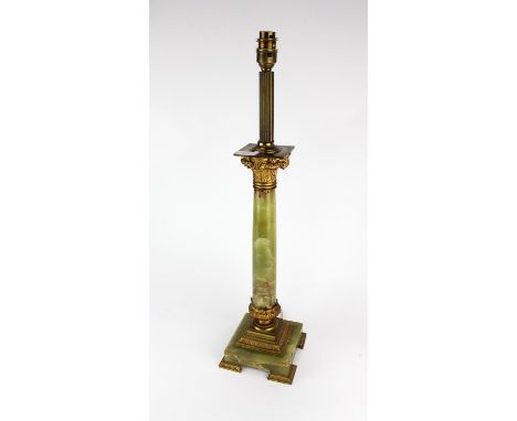 A Green onyx  and gilt metal mounted lamp, 60.5cm high