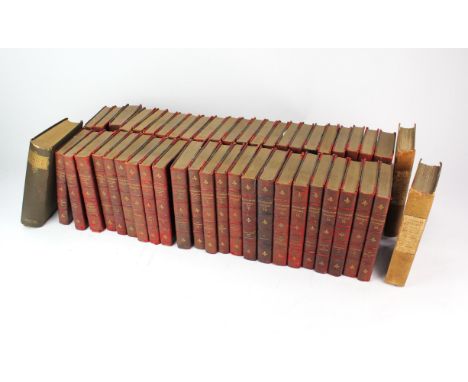 The Waverly Novels, Volume 1-48 volumes, Robert Cadell, Edinburgh, red leather spines and corners, cloth cover, 1851, togethe