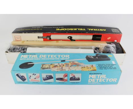 A vintage Prinz Astral telescope and a Micronta metal detector, both boxed.  (2)