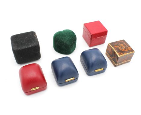 Selection of vintage ring boxes, various retailers to include Tiffany and Co,