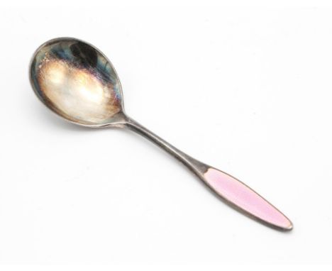 Danish silver and enamel caddy spoon, Frigast