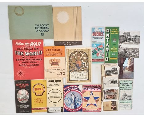 A quantity of cigarette cards, 'The Standard cigarette card catalogue', Hagstrom's Map of New York City 1943 edition, other m
