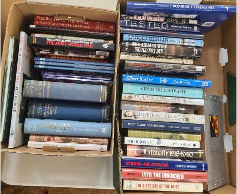 MilitariaTwo boxes of various volumes relating to WWI and WWII to include:-Viscount French (of Ypres) Field Marshall"1914", C