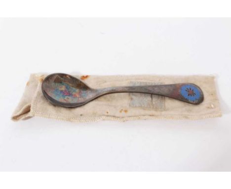 Contemporary Danish silver and enamel 'year spoon' by Georg Jensen, marked 1972 in orginal branded pouch, 15cm in length