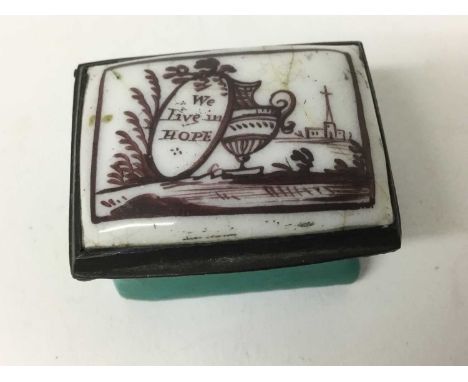Ideal Christmas present for 2020: A South Staffordshire enamel rectangular patch box with motto 'We Live in Hope', circa 1800