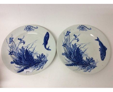 Of Yachting Interest - a pair of late Victorian Worcester dinner plates from the yacht 'Lancashire Witch', owned by Willie Ja