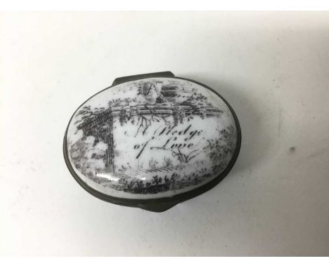 A South Staffordshire enamel patch box 'A Pledge of Love' circa 1810-20