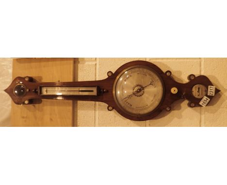 Vintage oak aneroid banjo barometer and thermometer 
