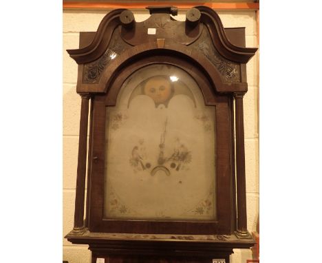 Antique 8 day longcase clock with rolling moon and date dial H: 225 cm overall dial width: 36 cm CONDITION REPORT: 1 glass de