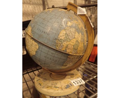 Chad Valley tin plate world globe on plastic stand D: 18 cm