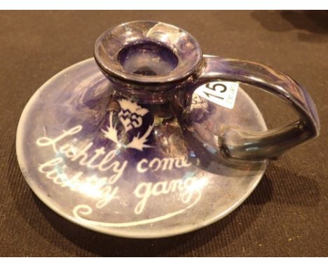 Shelley Lustre candlestick with script lichtly come lichtly gang