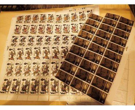Full sheet of Bayeux Tapestry 4d stamps part sheet ( sixty ) of England Winners 4d stamps and others
