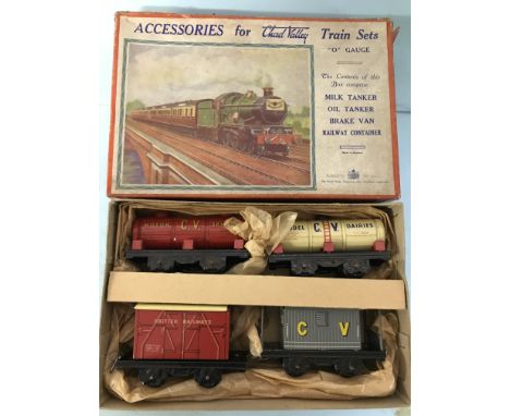 Unused Chad Valley O gauge box of four mint railway wagons ( boxed ) 