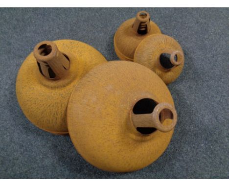 Ten metal industrial light shades, five large, five small 