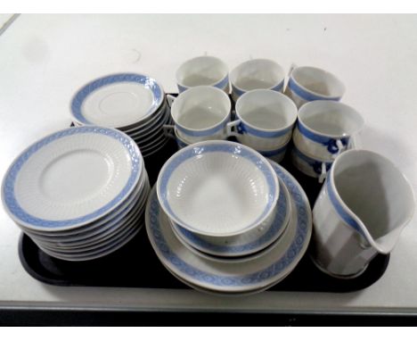A tray of thirty-five pieces of Royal Copenhagen tea china 