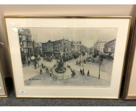 After Margaret Chapman : Piccadilly Circus, colour print, 60 x 42 cm, signed in pencil 