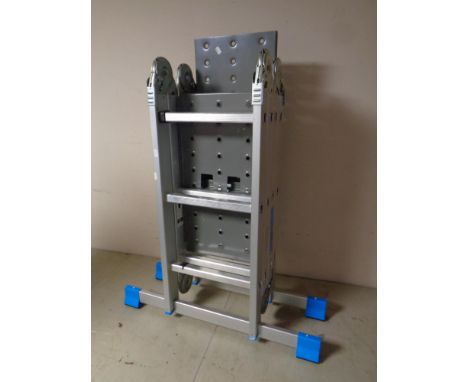 A set of MacAllister aluminum folding multi function ladder with platform  